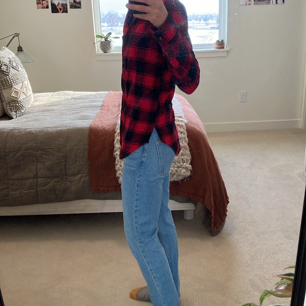 Abercrombie And Fitch Black And Red Button Down F… - image 5